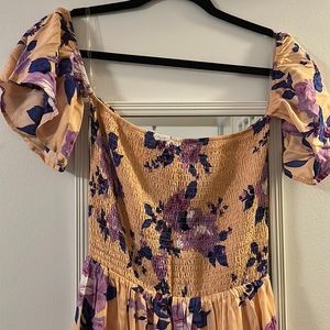 Off the shoulder floral print pink Lilly dress